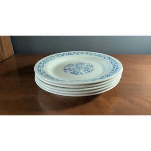 Vtg Lot Of 4 Oxford 9.25" Dinner Plates Blue White 5821-2 Made In‎ Brazil EUC